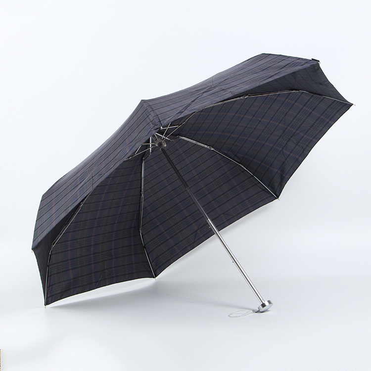 Customised Mini Pocket Compact Five-folding Korean Plaid Umbrella