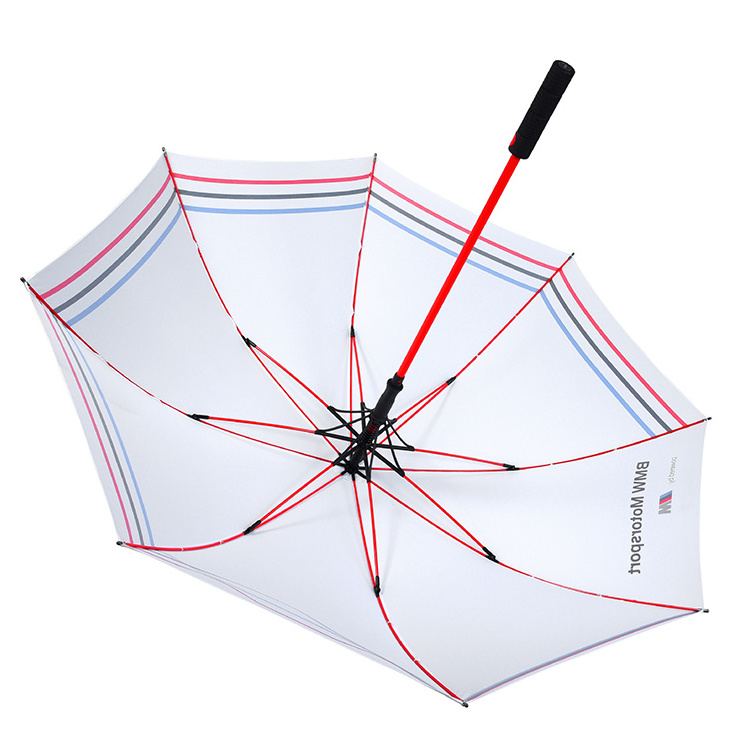 Corporate Promotion Gift Personalised 30inch Grip Handle White Fiberglass Frame Windproof Golf Club Umbrella