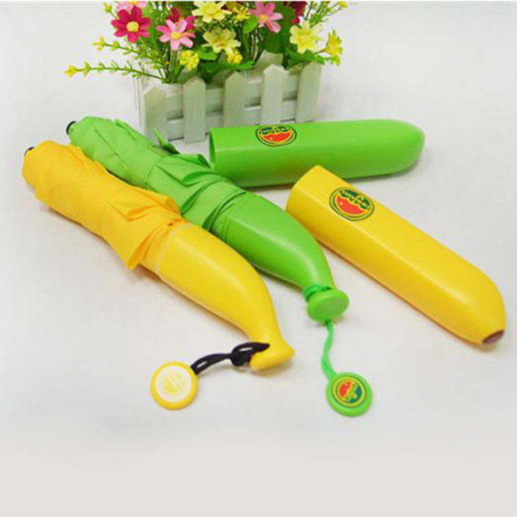 Promotion Sun And Rain 3 Folding Banana Shape Umbrella