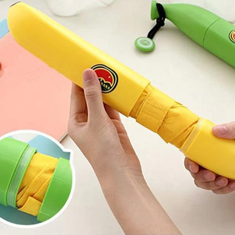 Promotion Sun And Rain 3 Folding Banana Shape Umbrella