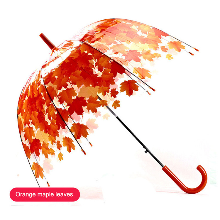 High Quality 23 Inch Dome Sunflower Clear Transparent Colors Poe Umbrella