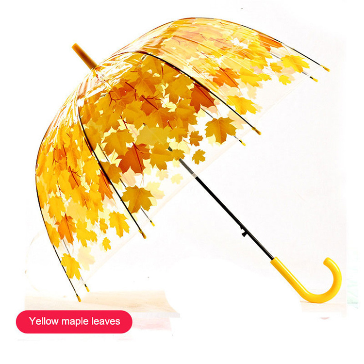 High Quality 23 Inch Dome Sunflower Clear Transparent Colors Poe Umbrella