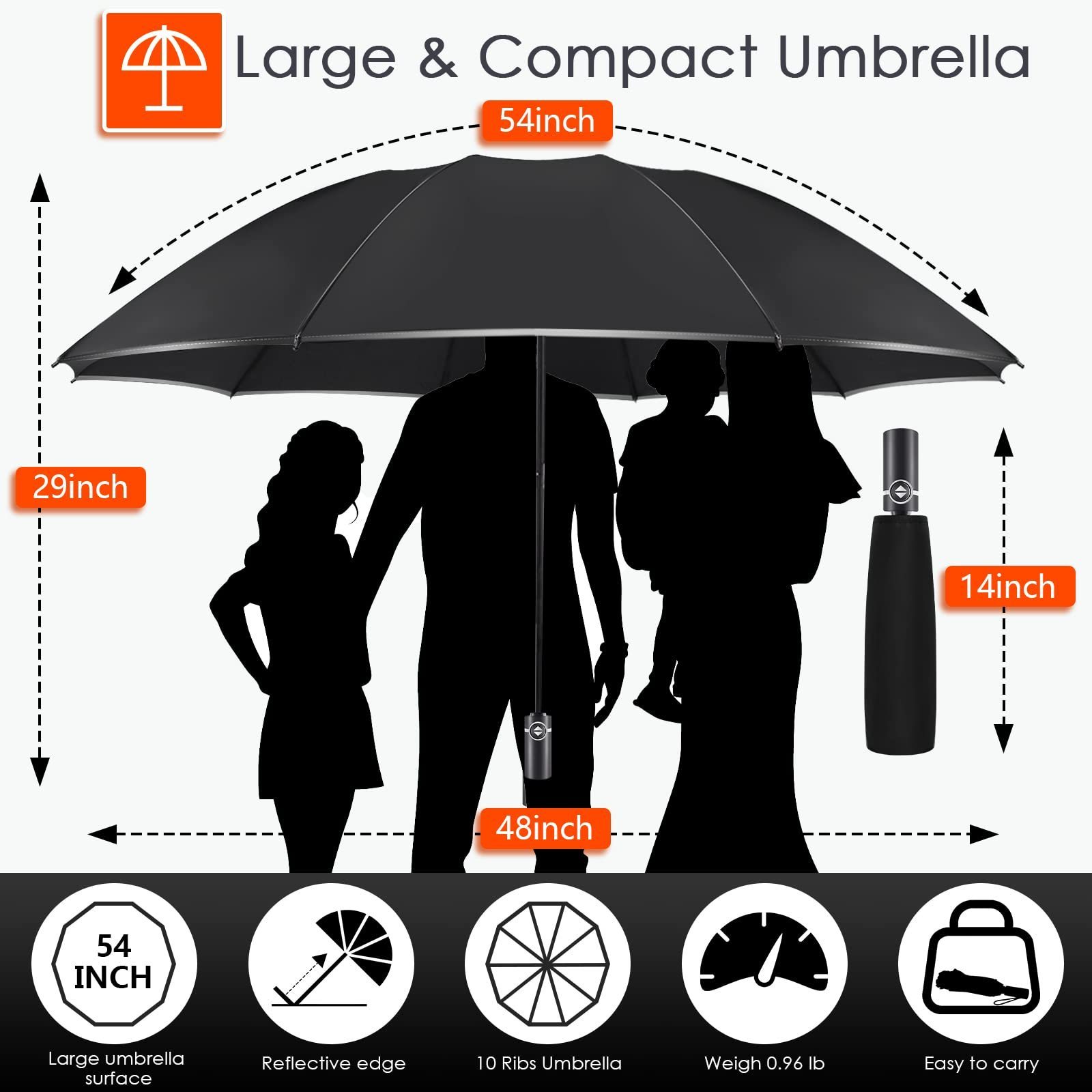 Sun City  extroversion 10 ribs uv umbrella automatic big with reflective edge rainproof rustproof and strong windproof