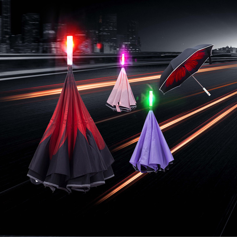 Commercial Rechargeable Portable Inverse Reflect Led Light Up Umbrella