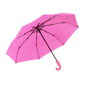 Travel Auto Opening Close 3 Foldable Compact Umbrella With Hook Handle