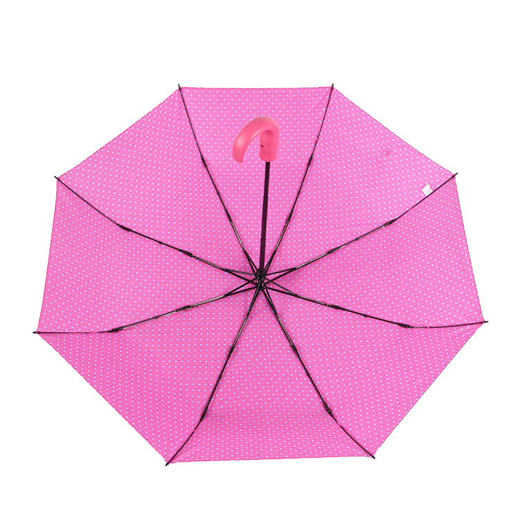 Travel Auto Opening Close 3 Foldable Compact Umbrella With Hook Handle