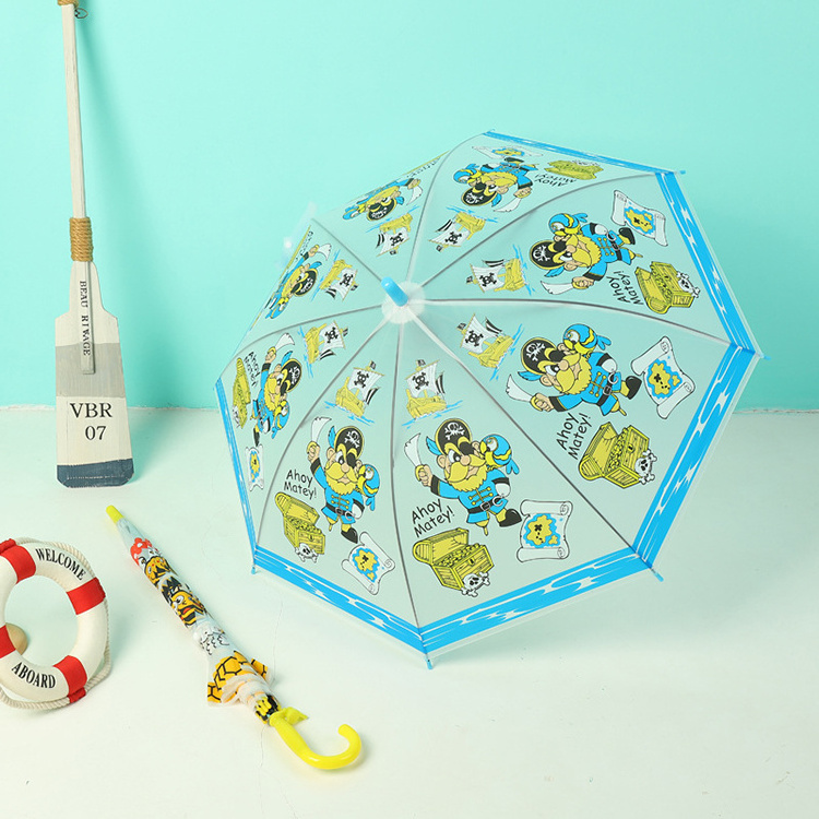 New Innovative Straight Full Printing POE Pvc Child Umbrella For Kid