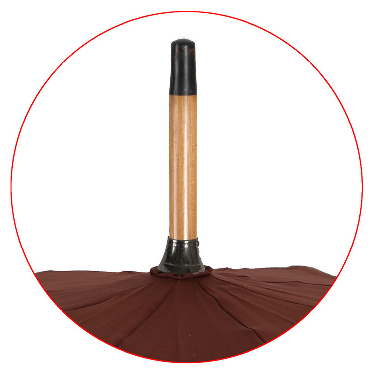 Brown Durable Big Size Strong Windproof Straight Wooden Shaft And Wood Curve Handle Umbrellas