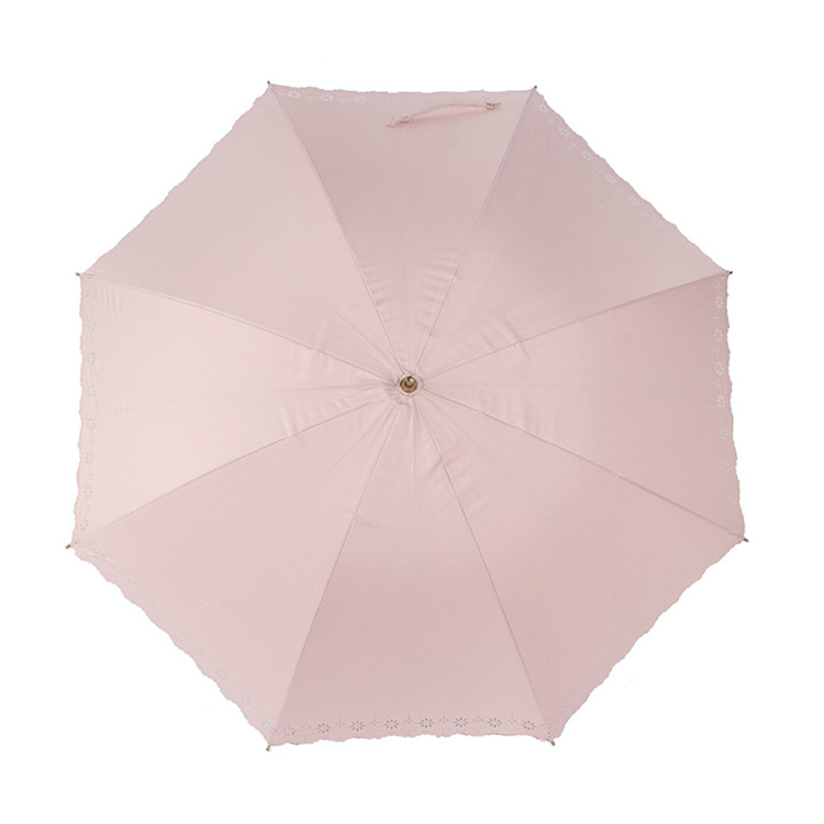 Lace Edge Manual Opening And Close Pink Lace Ruffle Umbrella For Women Gift