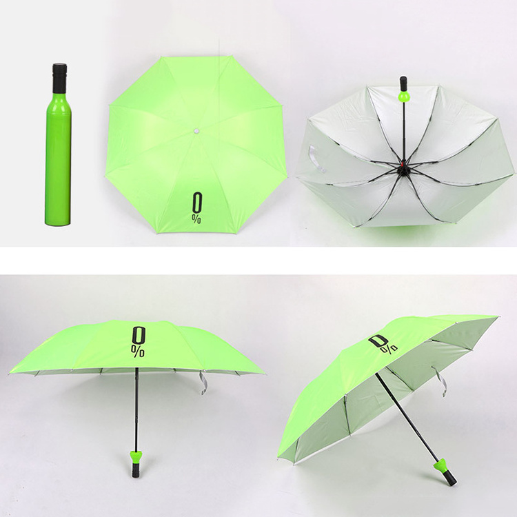 Custom Wholesale Cheap Print Bottle Beer 3 Folding Wine Umbrella