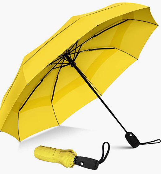 Windproof Travel - Wind Resistant, Small - Compact, Light, Strong Steel Shaft, Mini, Folding and Portable Umbrella Automatic