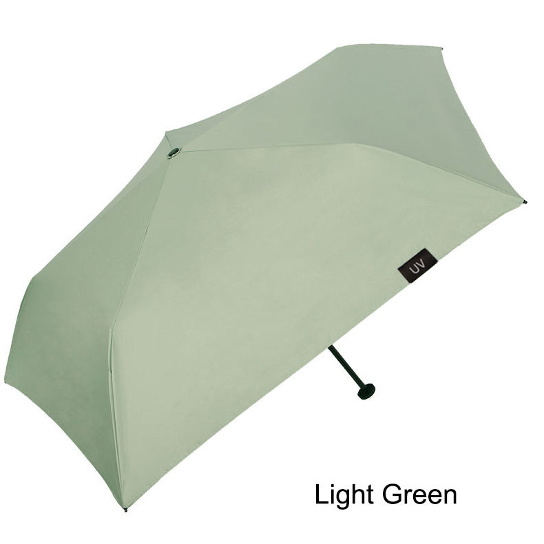 Light green feather carbon fibre frame UV cut pongee three  folding umbrella