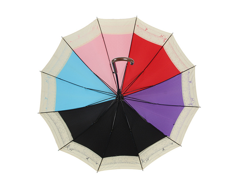 Factory direct source rain protection Japan Korea printed auto straight rainbow umbrella