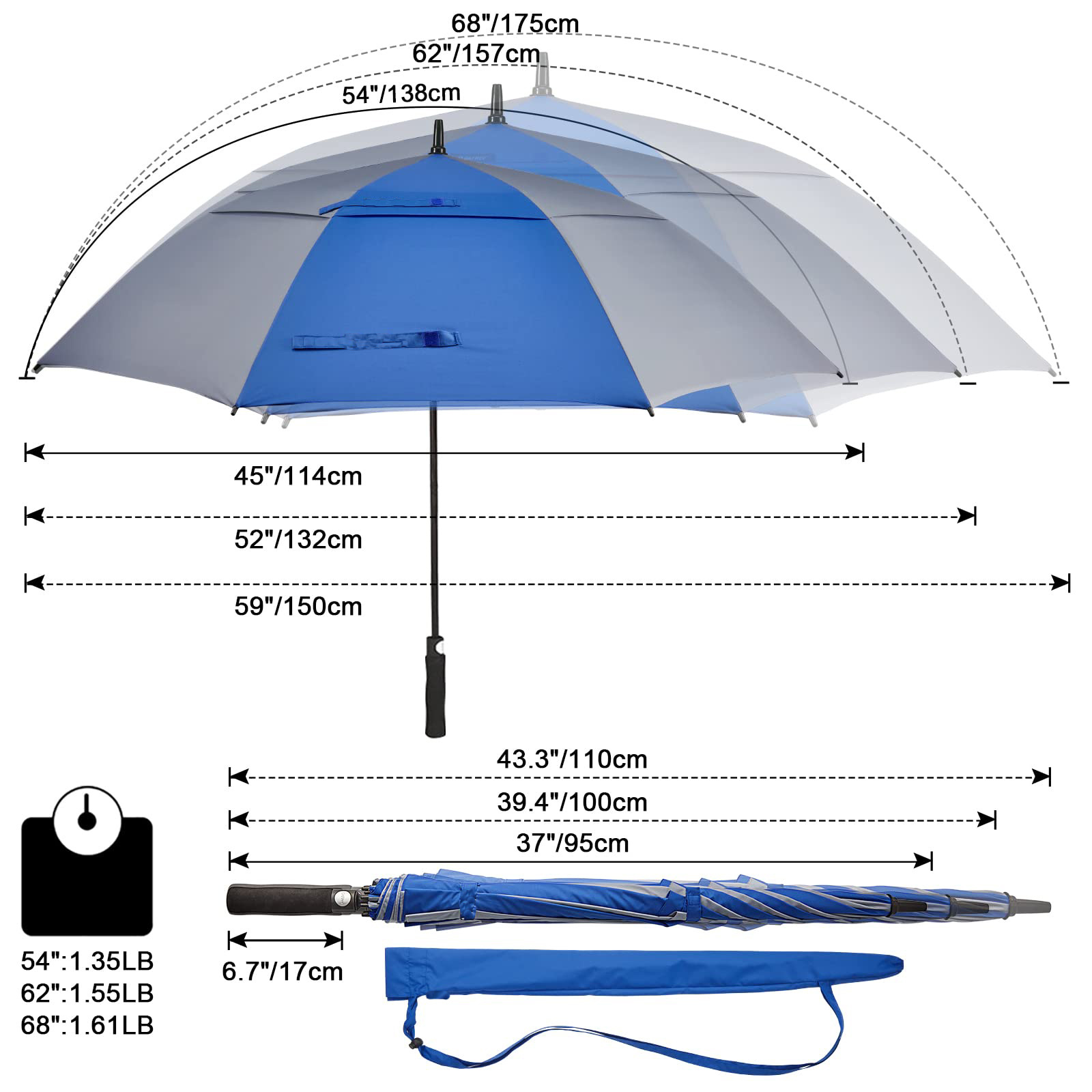 Worldwide promotional advertising 2 layers double canopies auto golf umbrella