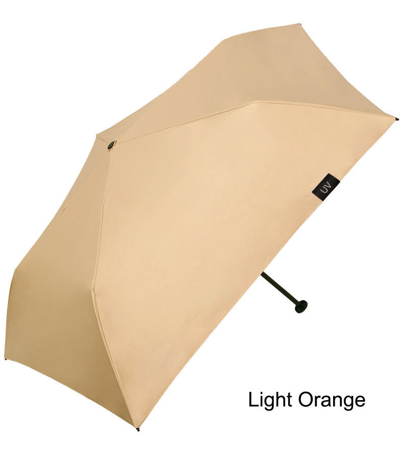 Light orange feature carbon fiber UV block performance pongee three  section umbrella