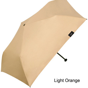 Light orange feature carbon fiber UV block performance pongee three  section umbrella