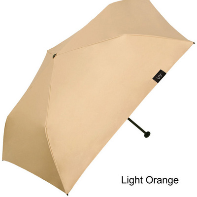 Light orange feature carbon fiber UV block performance pongee three  section umbrella