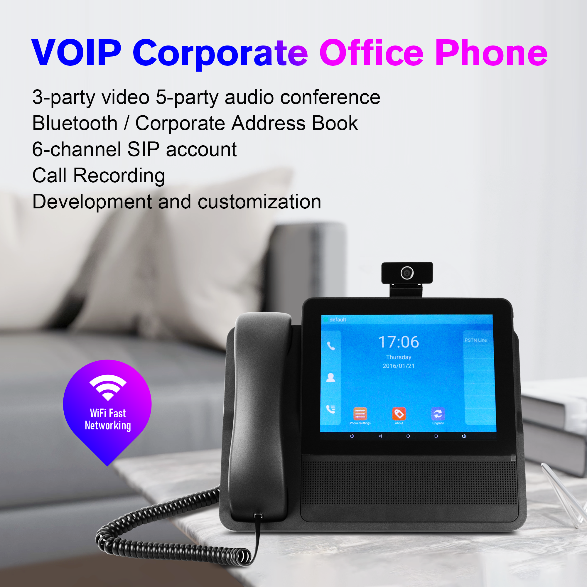 8inch wireless desktop voip IP phone SUNCOMM SC09 office school hospitalf business android Video wifi SIP telephone