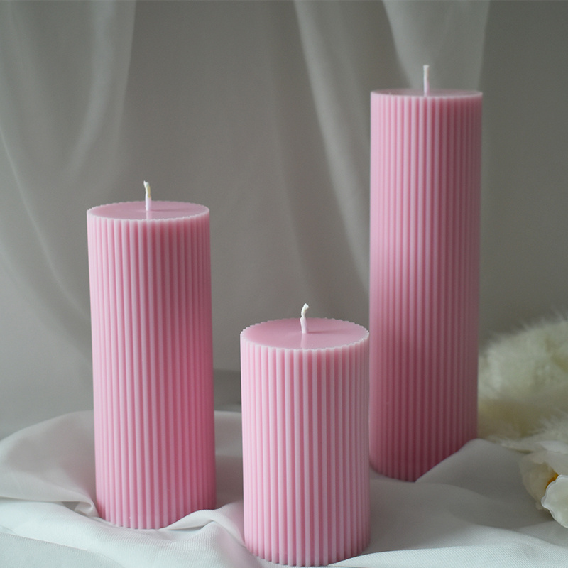 Wholesale Home Decorative Luxury Soy Wax Scented Pillar Ribbed Aroma Candles Wholesale In Stock Fast Shipping