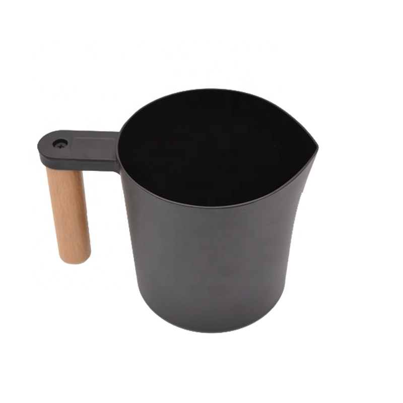 Wholesale DIY Soy Wax Melting Pot  1200 ML Black Pouring Pot With Wooden Handle Wax Melts