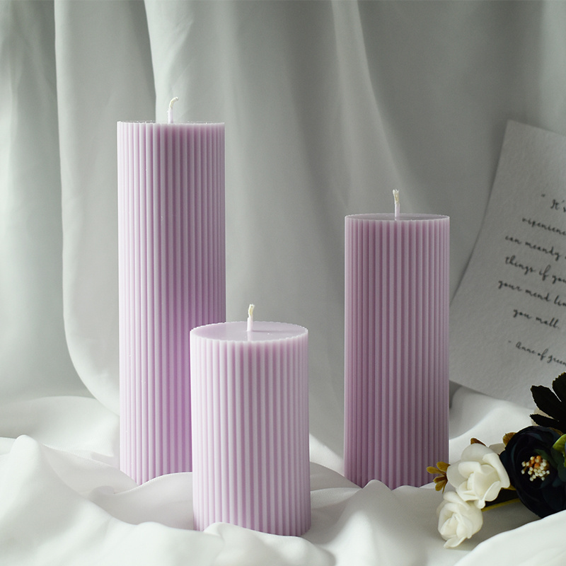 Wholesale Home Decorative Luxury Soy Wax Scented Pillar Ribbed Aroma Candles Wholesale In Stock Fast Shipping