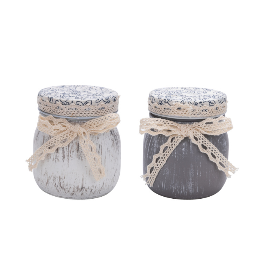 Wholesale Floral lace  Eco Friendly Candle Jar With Lid Scented Candle