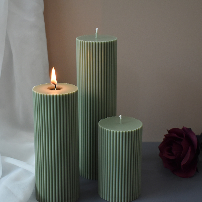 Wholesale Home Decorative Luxury Soy Wax Scented Pillar Ribbed Aroma Candles Wholesale In Stock Fast Shipping