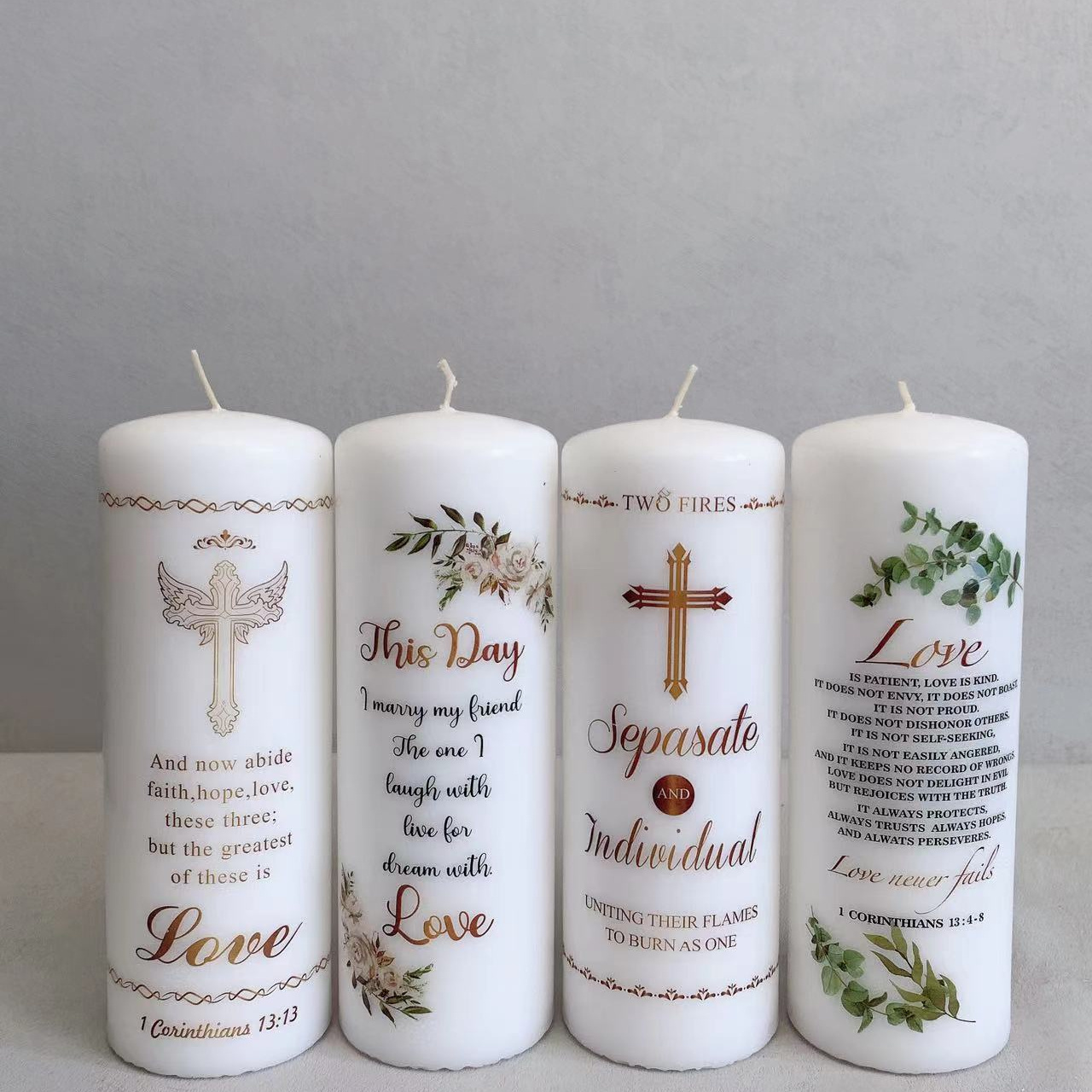 White Scented Religious Sticker Pillar Candles Home Fragrance Making Supplies Bulk