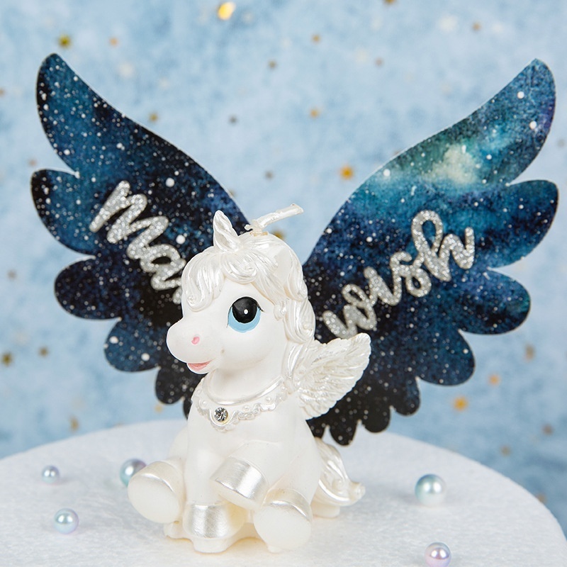 Wholesale High Quality Unicorn Candle New White Pegasus Candles Children's Party Cake Birthday Candles