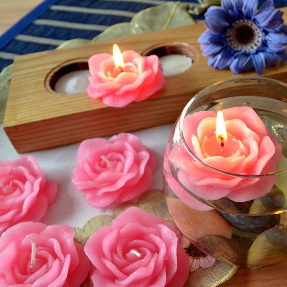 Custom OEM Artificial Flower Shape Floating scented Candle Wedding Decorative Candle in home decoration