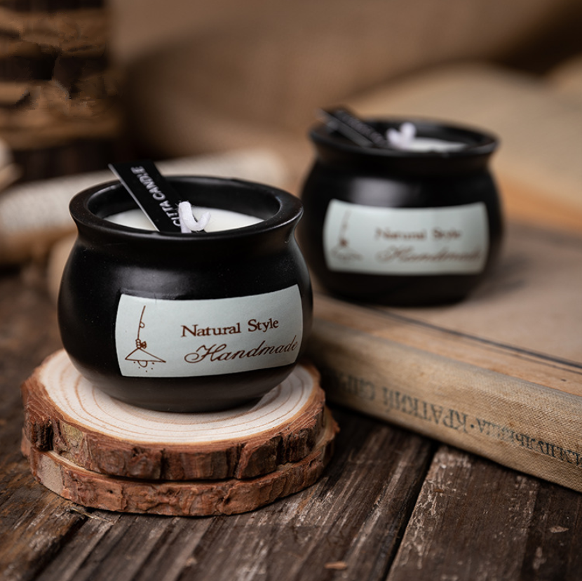 Wholesale Customized Black Ceramic Candle Jars Scented Candle