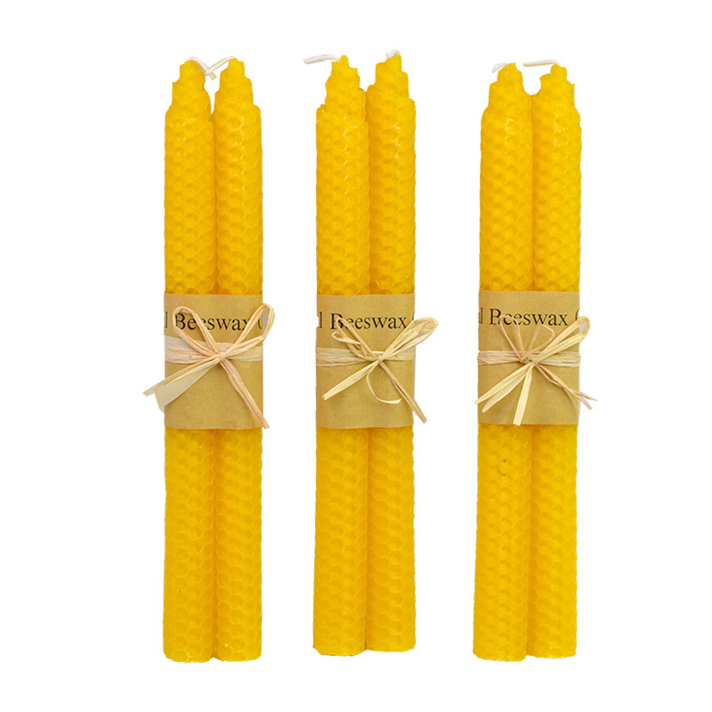 Wholesale handmade natural bees wax beeswax church candles with cotton wick