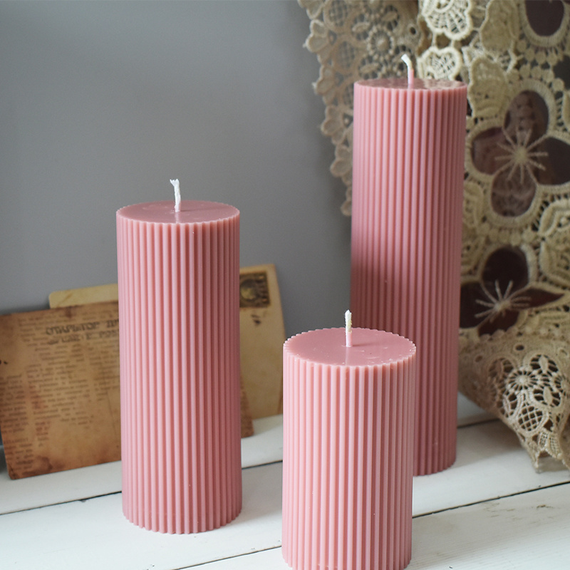 Wholesale Home Decorative Luxury Soy Wax Scented Pillar Ribbed Aroma Candles Wholesale In Stock Fast Shipping