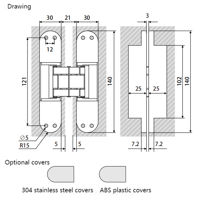 Metal Security Adjustable Folding Hidden Door Hinge Hardware 3D Adjustable Concealed Hinge