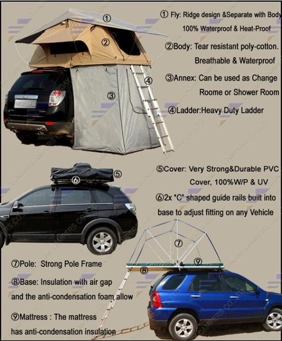 2020 New 4x4 Car Accessories Outdoor Off-road Camping Canvas Roof Tent