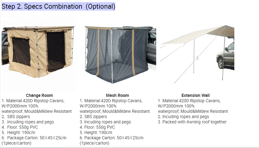 Outdoor car side sunshade canopy side tent car sun protection vehicle side roof awning with waterproof fabric