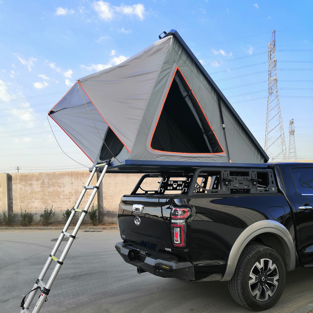 Factory Customize Offroad Roof Top Folding Camper Tent Aluminum Triangle Pop Up Tent Pickup Truck Camper