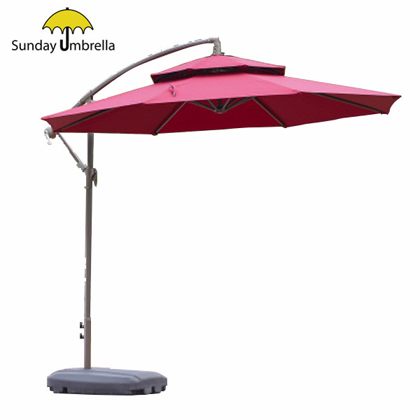 SUNDAY Double top banana umbrella aluminum alloy beach sun umbrella coffee shop with garden advertising umbrella