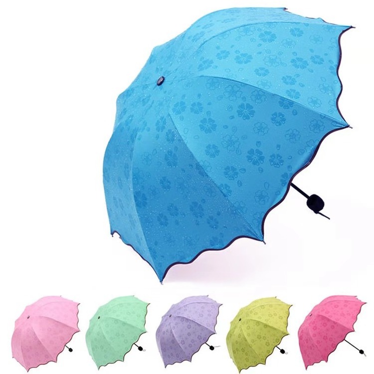 SUNDAY ladies 3 fold color flower change parasol umbrella