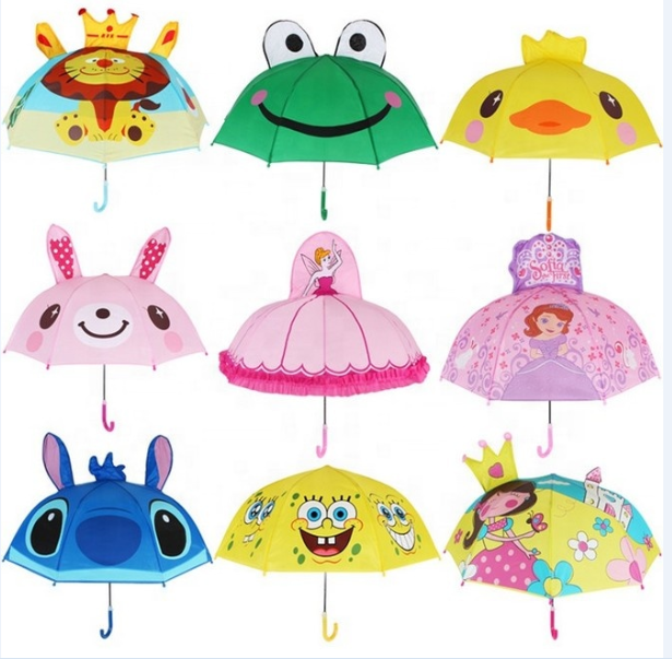 Sunday manual open straight umbrella cheap Custom  animal print cartoon child kids umbrella