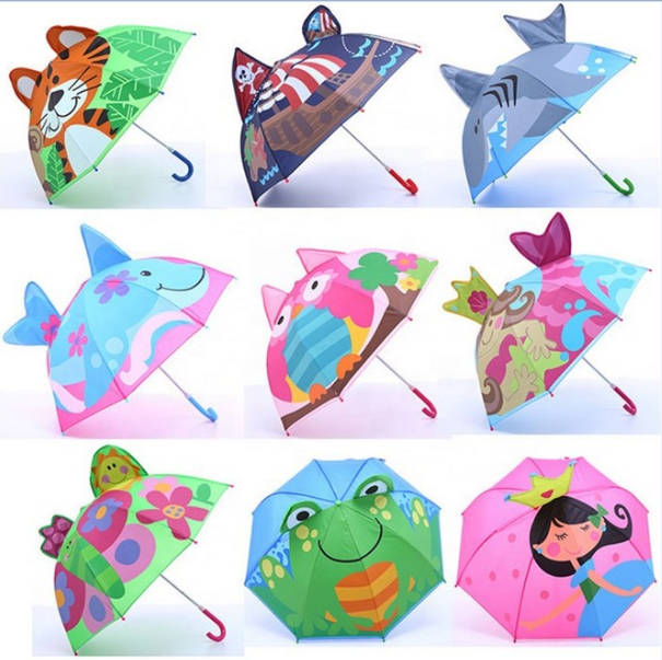 Sunday manual open straight umbrella cheap Custom  animal print cartoon child kids umbrella