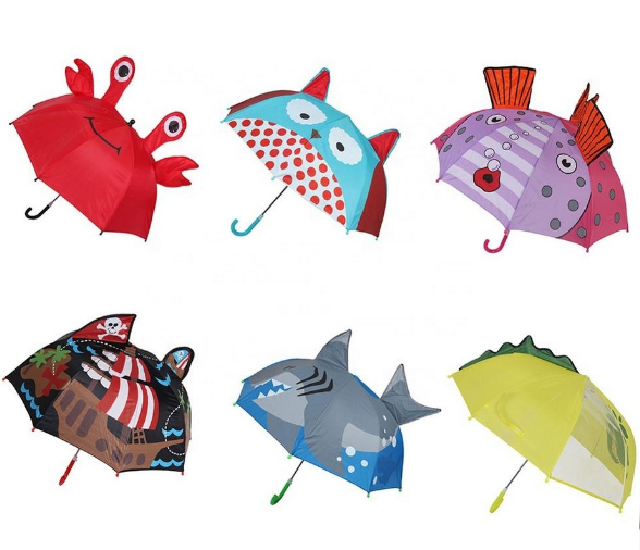 Sunday manual open straight umbrella cheap Custom  animal print cartoon child kids umbrella