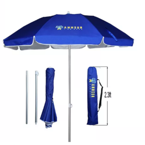 SUNDAY  Blue Color High Quality Custom Promotion List Print Beach Outdoor Big Umbrella beach umbrella