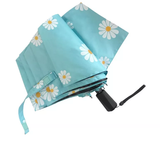 Sunday   Manual Open Three folding Umbrella With Floral Prints logo print