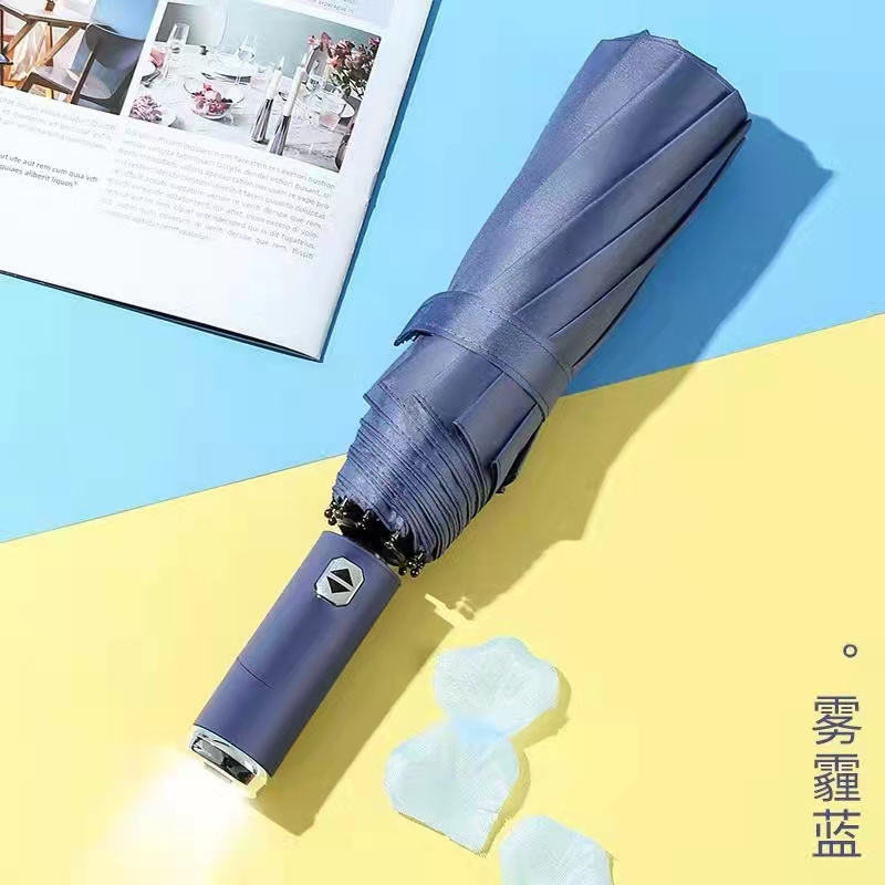 Sunday Compact Special Rain fold umbrella Flashlight With Led Light