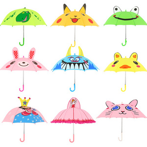 Sunday  windproof J handle lightweight 3D cartoon  umbrella for kids animals custom logo