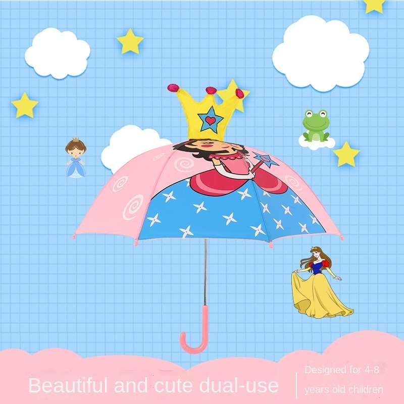 Sunday  windproof J handle lightweight 3D cartoon  umbrella for kids animals custom logo