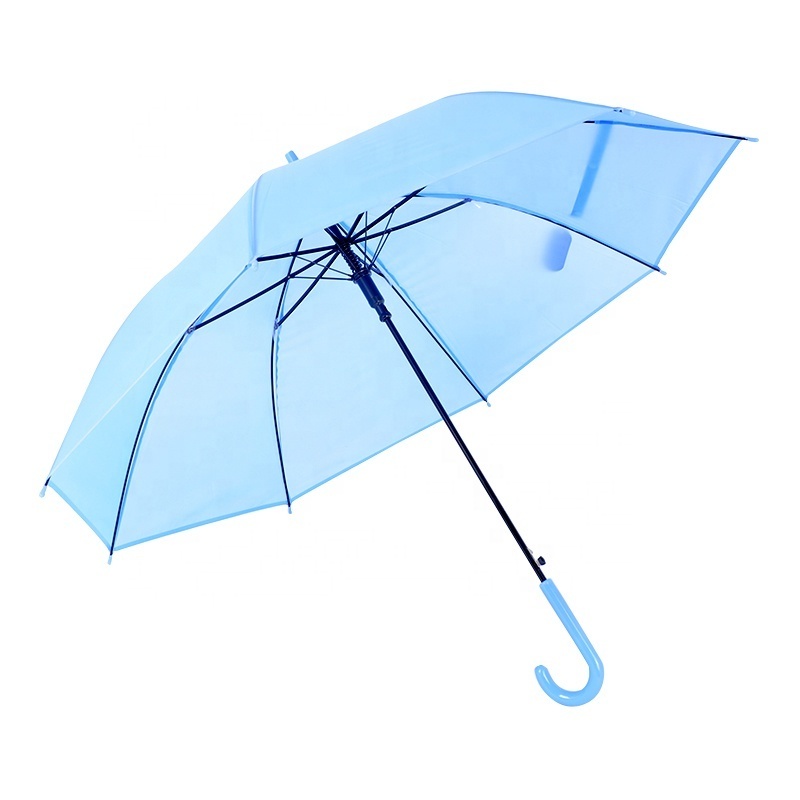 SUNDAY Cheapest Disposable automatic colorful Long Handle Straight PVC POE dome paraguas transparent Clear Umbrella