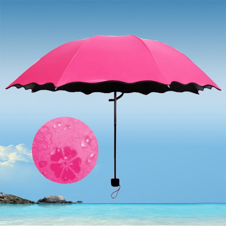 Sunday Magic Water Met  Flower umbrella water Magic Printing Color Changing 3 Fold Umbrella