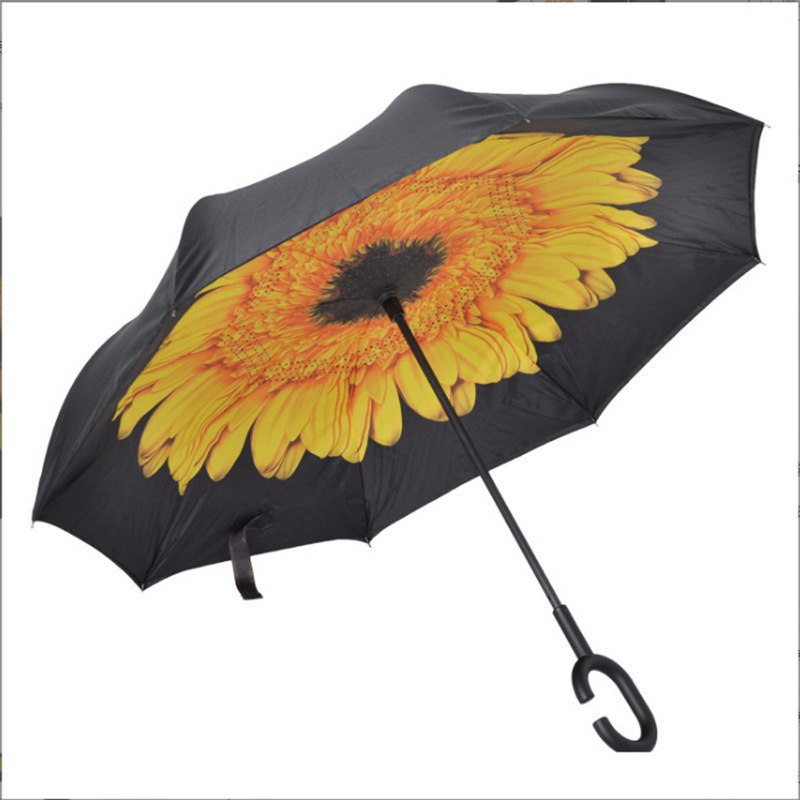 Sunday wind resistant inverse inside out c handle smart reverse upside-down double layer inverted umbrella